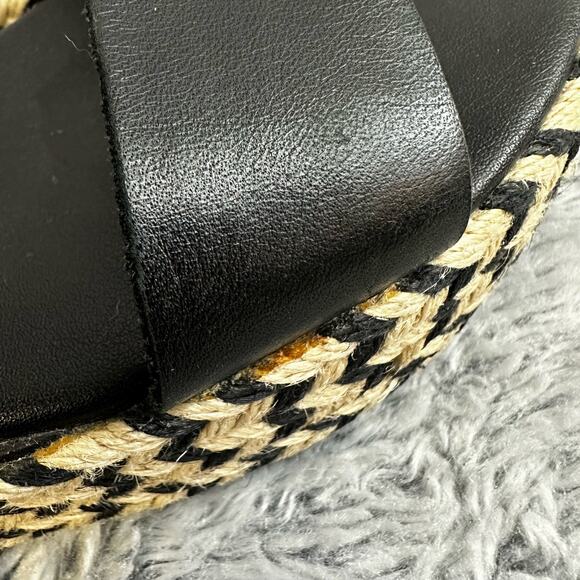 Sorel Women's Cameron Flatform Espadrille Black White Ankle Strap Sandals Size 8 - Picture 8 of 11